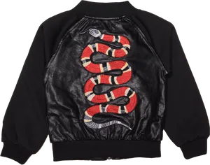 Gucci Embroidered Snake Leather Jacket PNG Image