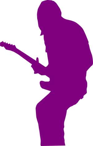 Guitarist Silhouette Purple PNG Image