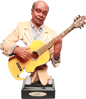 Guitarist Statuette Playing Acoustic Guitar PNG Image