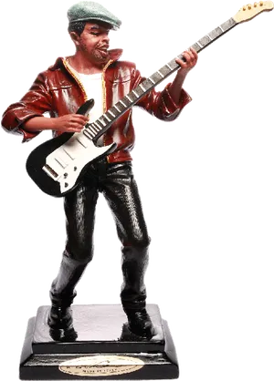 Guitarist Statuette Playing Music PNG Image