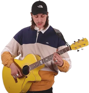 Guitaristin Casual Attire PNG Image