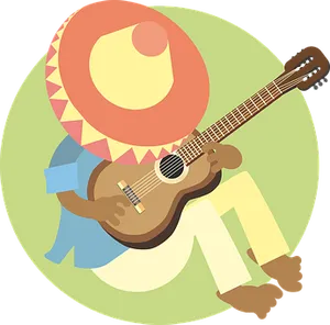 Guitaristin Sombrero Vector PNG Image