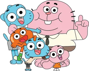 Gumball Family Portrait PNG Image