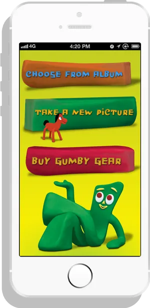 Gumby App Interfaceon Phone PNG Image