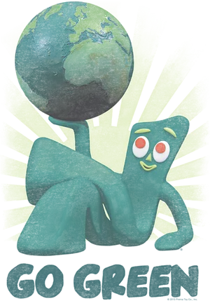 Gumby Holding Globe Go Green PNG Image