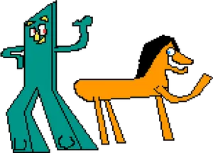 Gumbyand Pokey Pixel Art PNG Image