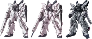 Gundam Mecha Design Variations PNG Image