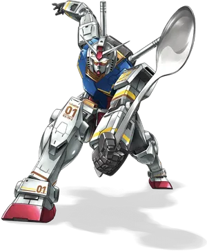 Gundam With Spoon PNG Image