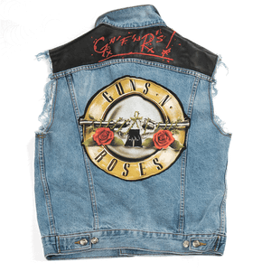 Guns N Roses Denim Vest Graphic PNG image with transparent background