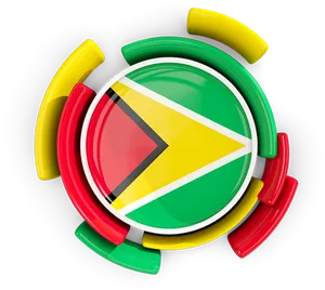 Guyana Flag Button Design PNG Image