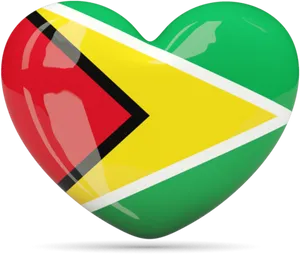 Guyana Flag Heart Shaped Graphic PNG Image