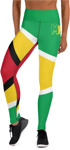 Guyana Flag Inspired Leggings PNG Image