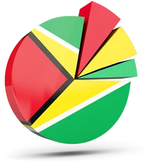 Guyana Flag Pie Chart3 D Render PNG Image