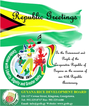 Guyana Republic Anniversary Greeting Poster PNG Image