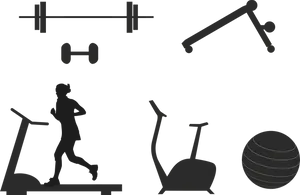 Gym Equipment Silhouettes PNG Image