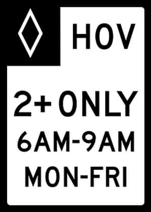 H O V Lane Sign Weekday Restrictions PNG