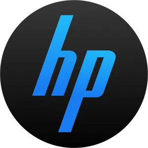 H P Logo Blueon Black PNG Image