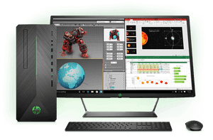 H P Workstation Desktopand Monitor PNG image with transparent background
