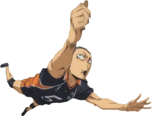 Haikyuu Anime Character Diving Save PNG Image