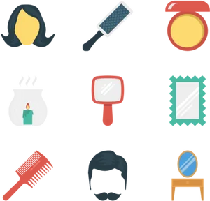 Hair Salon Icons Set PNG Image