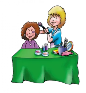 Hair Styling Session Cartoon PNG Image