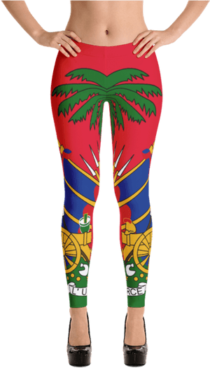 Haiti National Flag Leggings - Purple And Green Striped Leggings, HD Png Download PNG