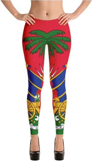 Haitian Flag Inspired Leggings PNG Image