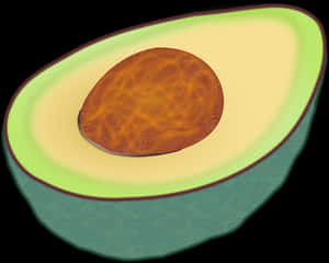 Half Avocadowith Pit PNG image with transparent background
