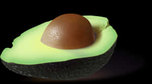 Half Avocadowith Piton Black Background PNG image with transparent background