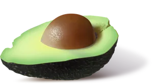 Half Avocadowith Piton Black Background PNG Image