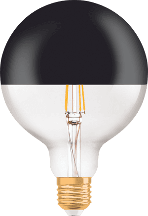 Half Black Half Clear Lightbulb PNG image with transparent background