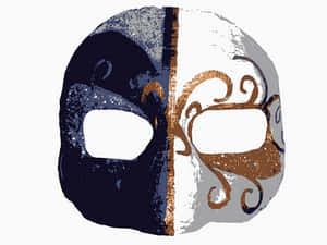 Half Blue Half White Masquerade Mask PNG with transparent background