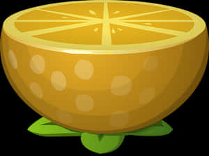 Half Cut Lemon Cartoon Illustration PNG image with transparent background