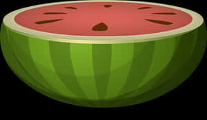 Half Cut Watermelon Illustration PNG image with transparent background