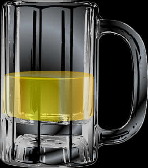 Half Empty Beer Mug Illustration PNG image with transparent background