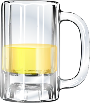 Half Empty Beer Mug Illustration PNG Image