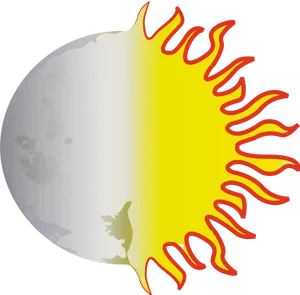 Half Illustrated Sun Transparent Background PNG Image