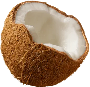 Half Open Coconutwith White Flesh PNG Image