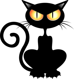 Halloween Black Cat Silhouette PNG Image