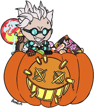 Halloween Candy Collector Character PNG Image