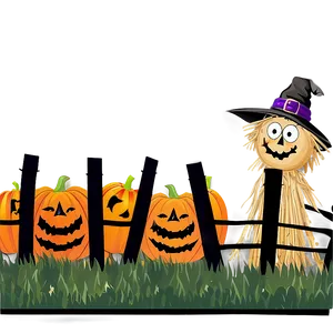 Halloween Cartoon Scarecrow Scene Png Axs8 PNG Image