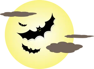 Halloween Full Moon Bats PNG Image