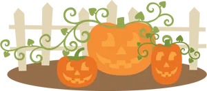 Halloween Jack O Lanterns Fence Background PNG Image