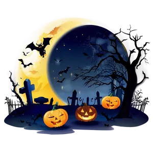 Halloween Night Cartoon Scene Png 06252024 PNG Image