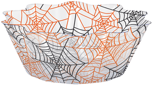 Clear Bowl With Spider Web Print For Halloween Party - Creative Converting Spiderwebs 8' Fluted Bowl/case PNG image with transparent background