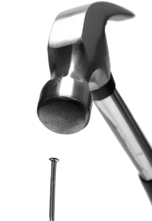 Hammer And Nail Black And White PNG Image