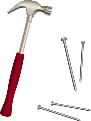 Hammerand Nails Black Background PNG Image