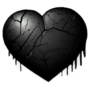 Hand-drawn Black Broken Heart Png 30 PNG Image