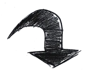 Hand Drawn Black Curved Arrow PNG Image