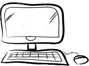 Hand Drawn Computer Setup Doodle PNG Image